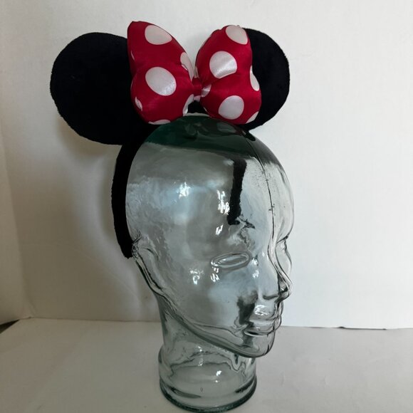 Disney Girls Minnie Mouse Headband Ears Red Polka dot Bow - Picture 10 of 13